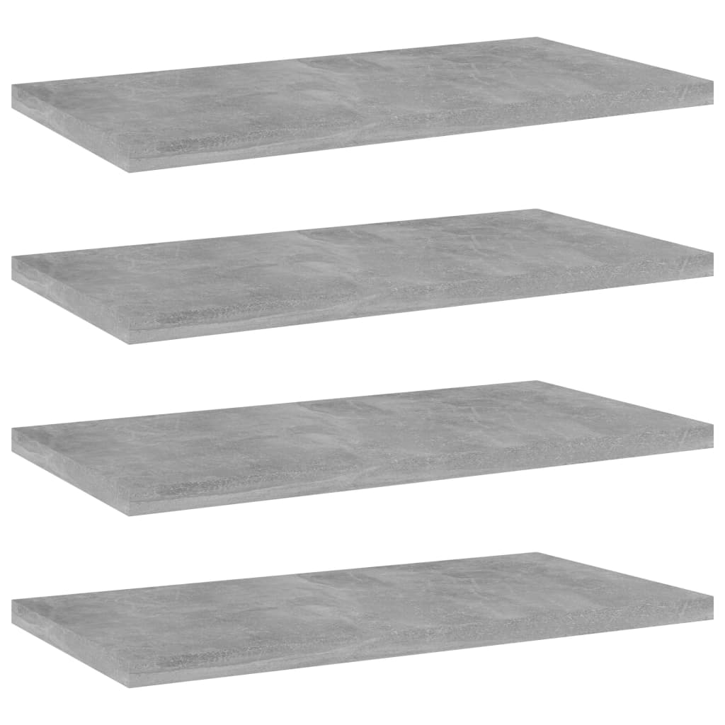 vidaXL Ράφια Βιβλιοθήκης 4 τεμ. Γκρι Σκυροδ. 40x20x1,5 εκ. Επεξ.Ξύλο