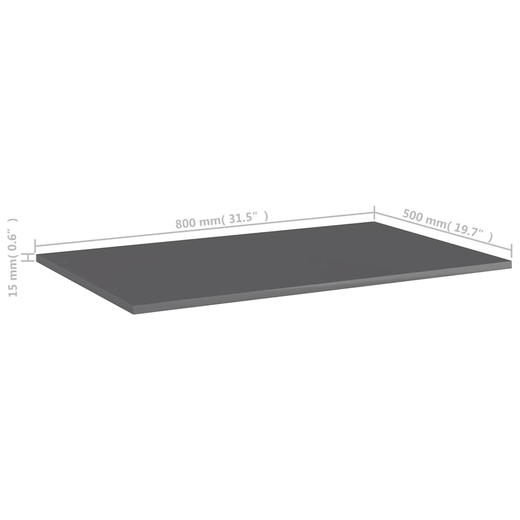 vidaXL Ράφια Βιβλιοθήκης 4 τεμ. Γυαλ. Γκρι 80x50x1,5 εκ. Μοριοσανίδα