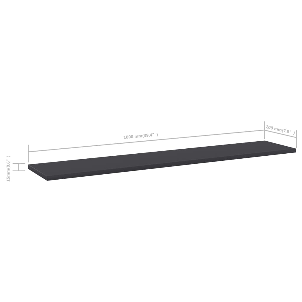 vidaXL Ράφια Βιβλιοθήκης 8 τεμ. Γκρι 100x20x1,5 εκ. από Μοριοσανίδα