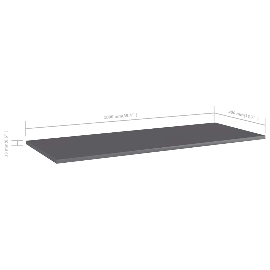 vidaXL Ράφια Βιβλιοθήκης 4 τεμ. Γυαλ. Γκρι 100x40x1,5 εκ. Μοριοσανίδα