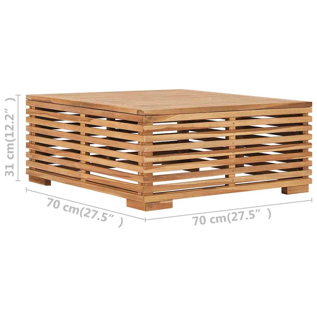 vidaXL Σετ Τραπέζι Κήπου & Υποπόδιο Μασίφ Ξύλο Teak με Γκρι Μαξιλάρι