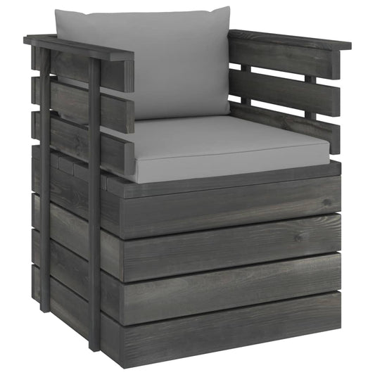 vidaXL Πολυθρόνα Κήπου από Ξύλο Πεύκου με Μαξιλάρια