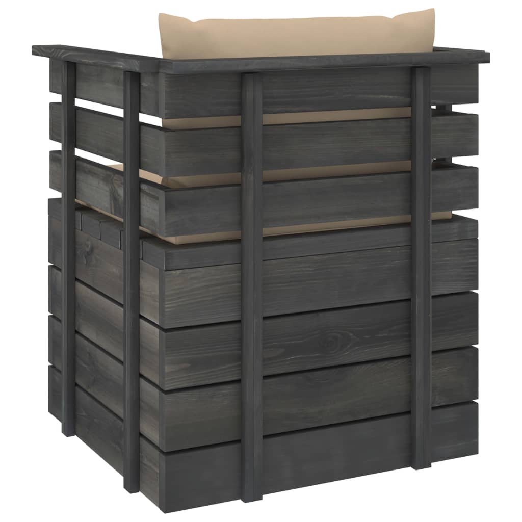 vidaXL Πολυθρόνα Κήπου από Ξύλο Πεύκου με Μαξιλάρια