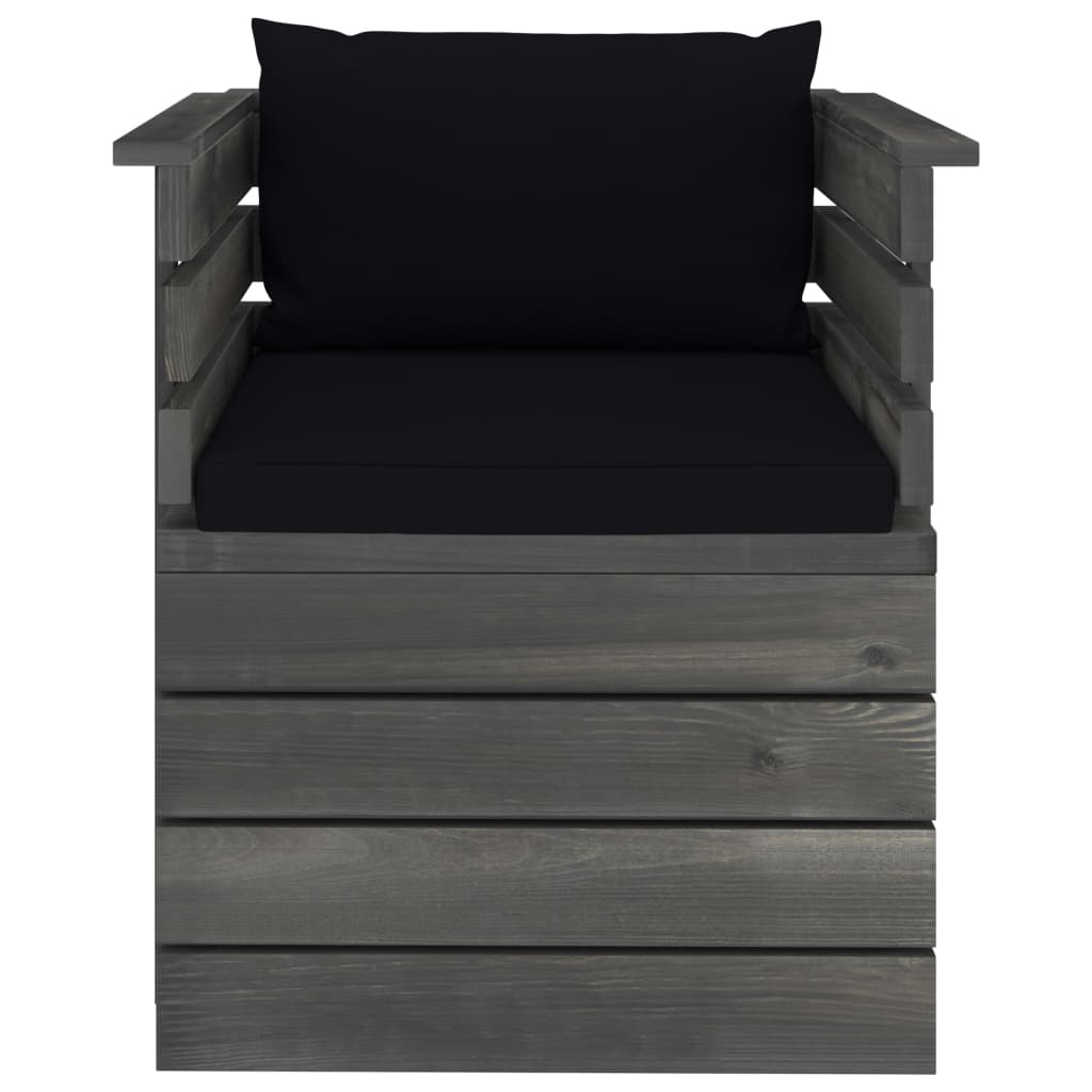 vidaXL Πολυθρόνα Κήπου από Ξύλο Πεύκου με Μαξιλάρια