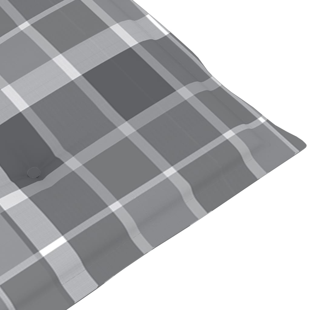 vidaXL Καρέκλες Κήπου 2 τεμ. από Μασίφ Ξύλο Teak & Γκρι Καρό Μαξιλάρια