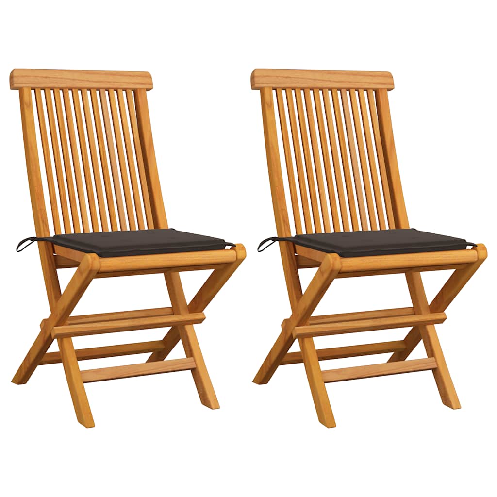 vidaXL Καρέκλες Κήπου 2 τεμ. από Μασίφ Ξύλο Teak με Taupe Μαξιλάρια