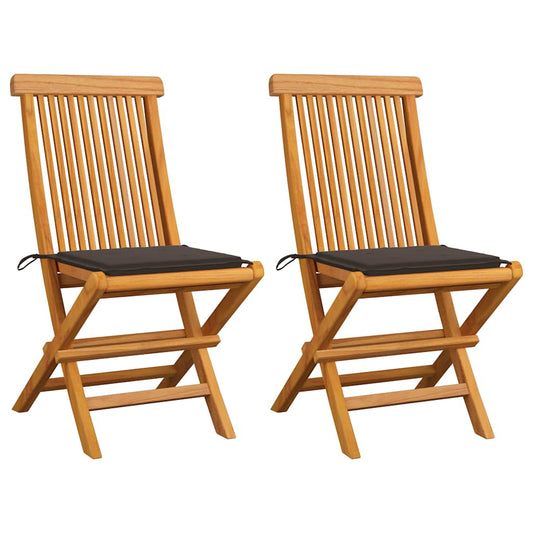 vidaXL Καρέκλες Κήπου 2 τεμ. από Μασίφ Ξύλο Teak με Taupe Μαξιλάρια