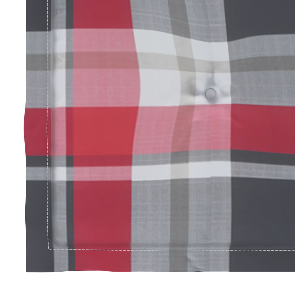 vidaXL Καρέκλες Κήπου 2 τεμ. Μασίφ Ξύλο Teak με Κόκκινα Καρό Μαξιλάρια