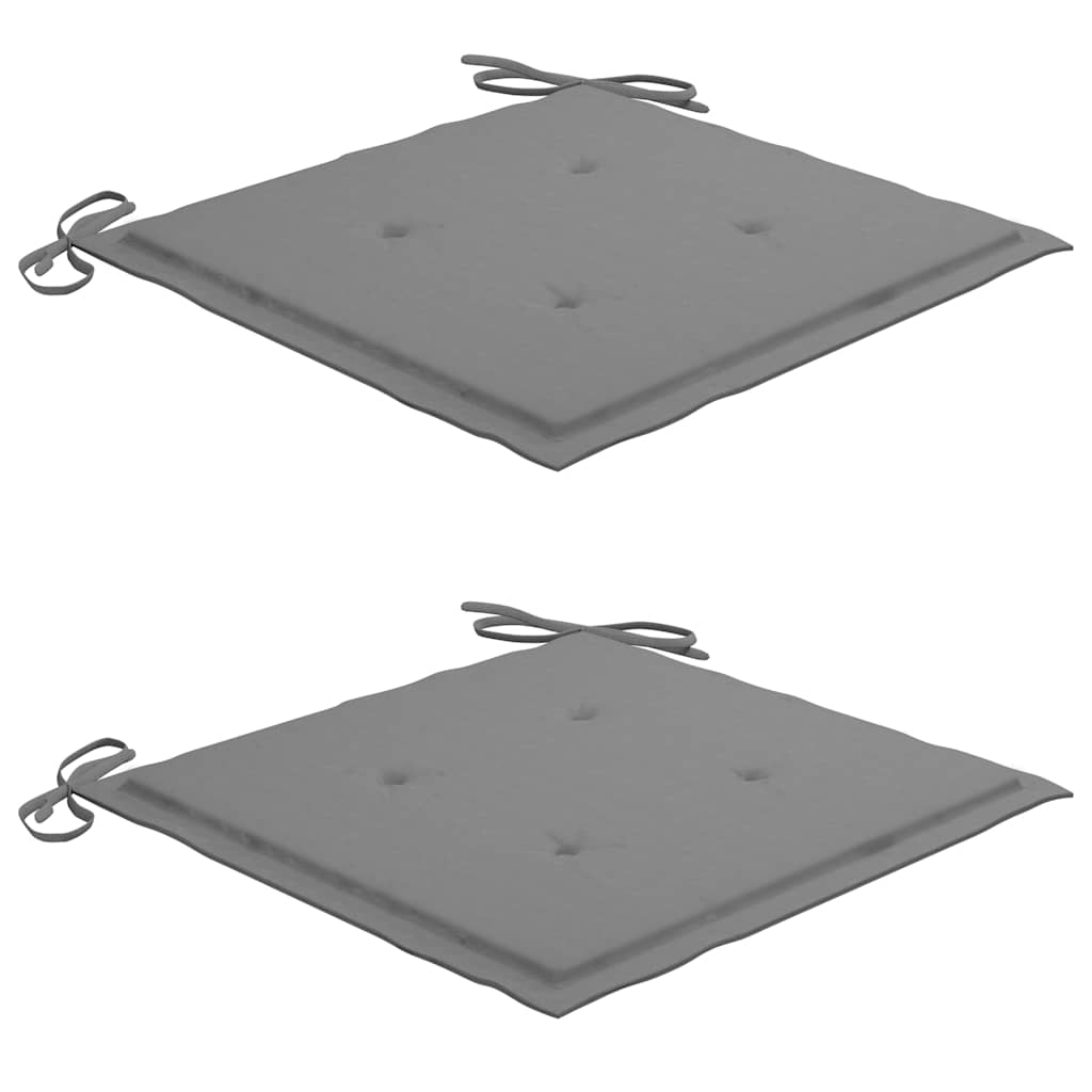 vidaXL Καρέκλες Κήπου 2 τεμ. από Μασίφ Ξύλο Teak με Γκρι Μαξιλάρια