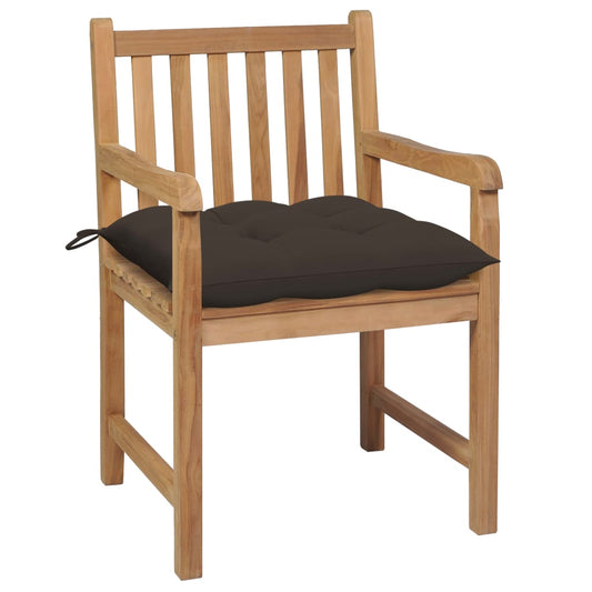 vidaXL Καρέκλες Κήπου 2 τεμ. από Μασίφ Ξύλο Teak με Taupe Μαξιλάρια