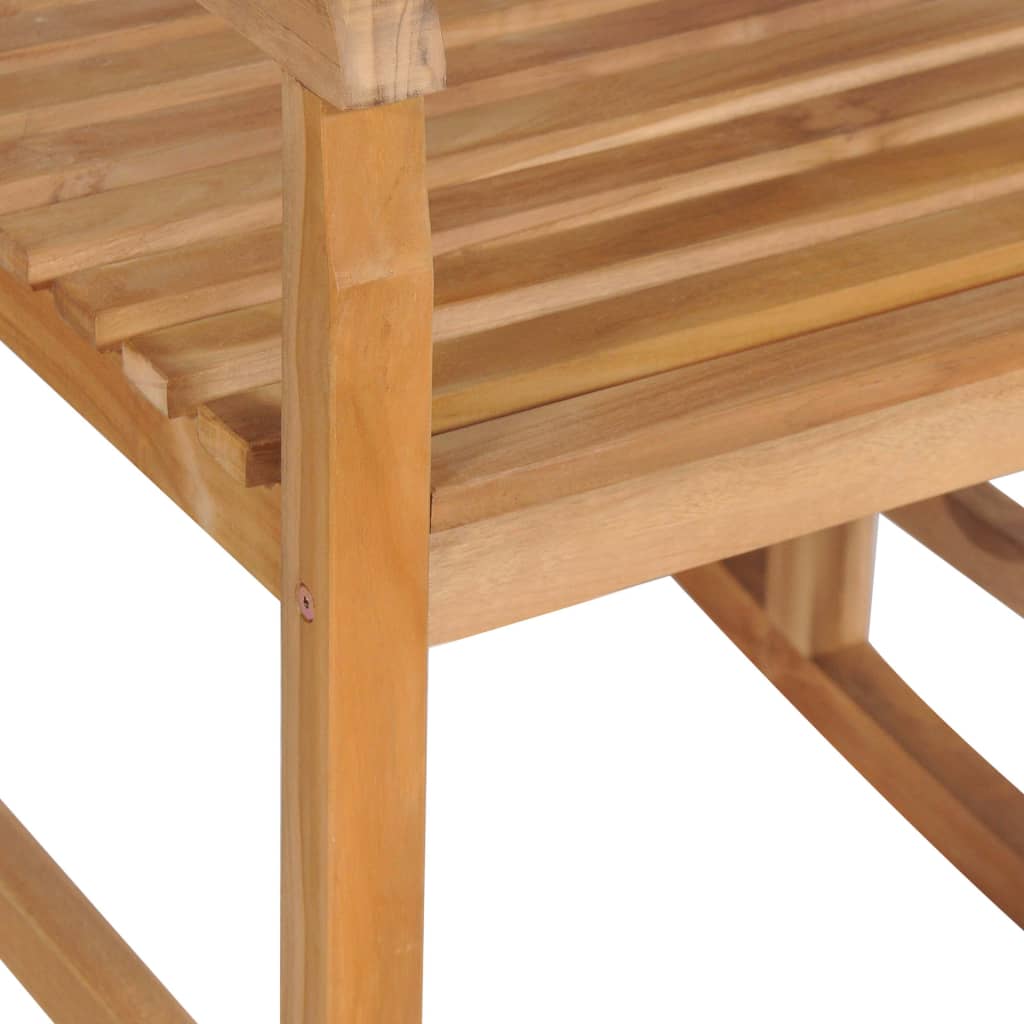 vidaXL Πολυθρόνα Κουνιστή από Μασίφ Ξύλο Teak με Κρεμ Μαξιλάρι