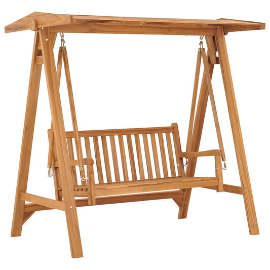 vidaXL Παγκάκι Κούνια 170 εκ. από Μασίφ Ξύλο Teak με Taupe Μαξιλάρι