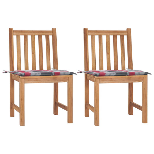 vidaXL Καρέκλες Κήπου 2 Τεμαχίων από Μασίφ Ξύλο Teak με Μαξιλάρια