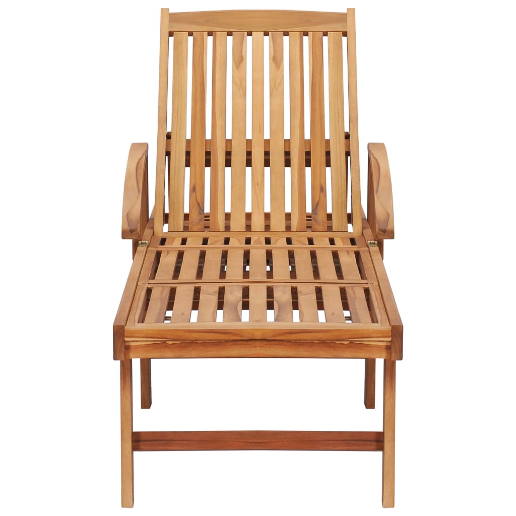 vidaXL Ξαπλώστρα από Μασίφ Ξύλο Teak με Τραπέζι και Μαξιλάρι