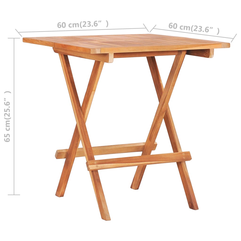 vidaXL Σετ Επίπλων Mπιστρό 3 τεμ. Μασίφ Ξύλο Teak με Πράσινα Μαξιλάρια