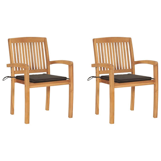 vidaXL Καρέκλες Κήπου 2 τεμ. από Μασίφ Ξύλο Teak με Taupe Μαξιλάρια