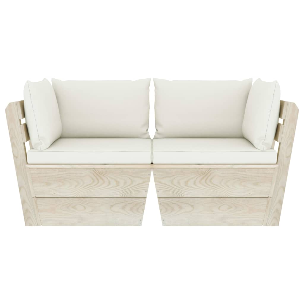 vidaXL Καναπές Κήπου Παλέτας Διθέσιος Ξύλο Ερυθρελάτης με Μαξιλάρια