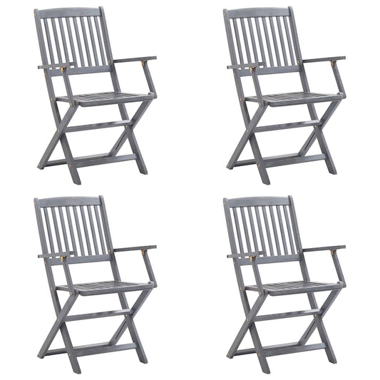 vidaXL Καρέκλες Εξωτ. Χώρου Πτυσσόμενες 4 τεμ Ξύλο Ακακίας & Μαξιλάρια