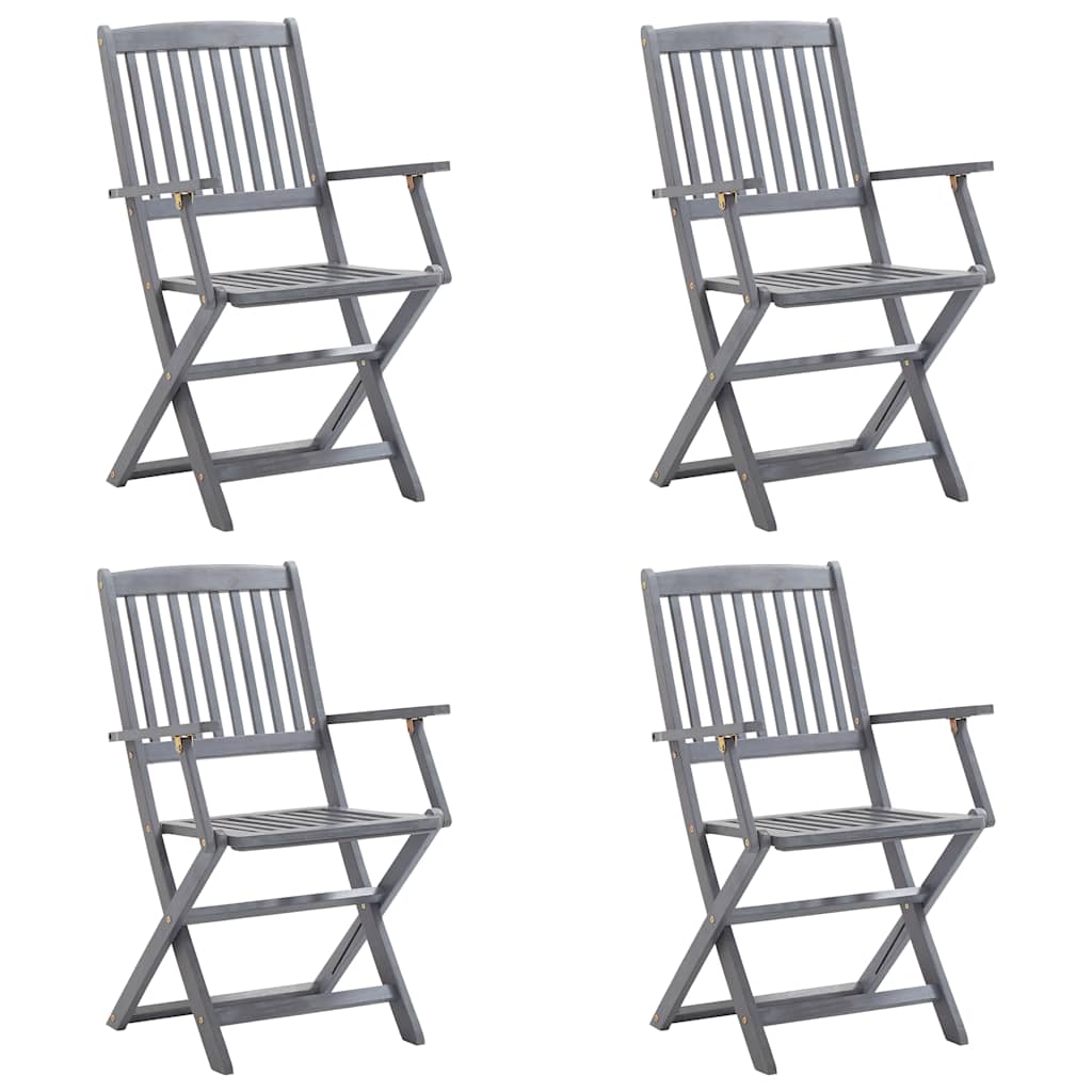 vidaXL Καρέκλες Εξωτ. Χώρου Πτυσ. 4 τεμ Μασίφ Ξύλο Ακακίας & Μαξιλάρια