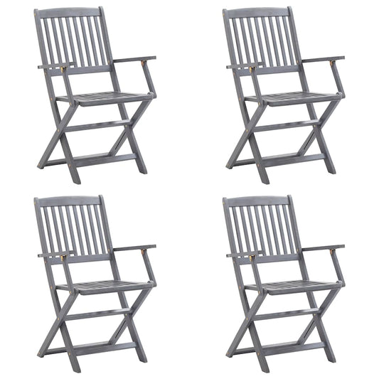 vidaXL Καρέκλες Εξωτ. Χώρου Πτυσσόμενες 4 τεμ Ξύλο Ακακίας & Μαξιλάρια