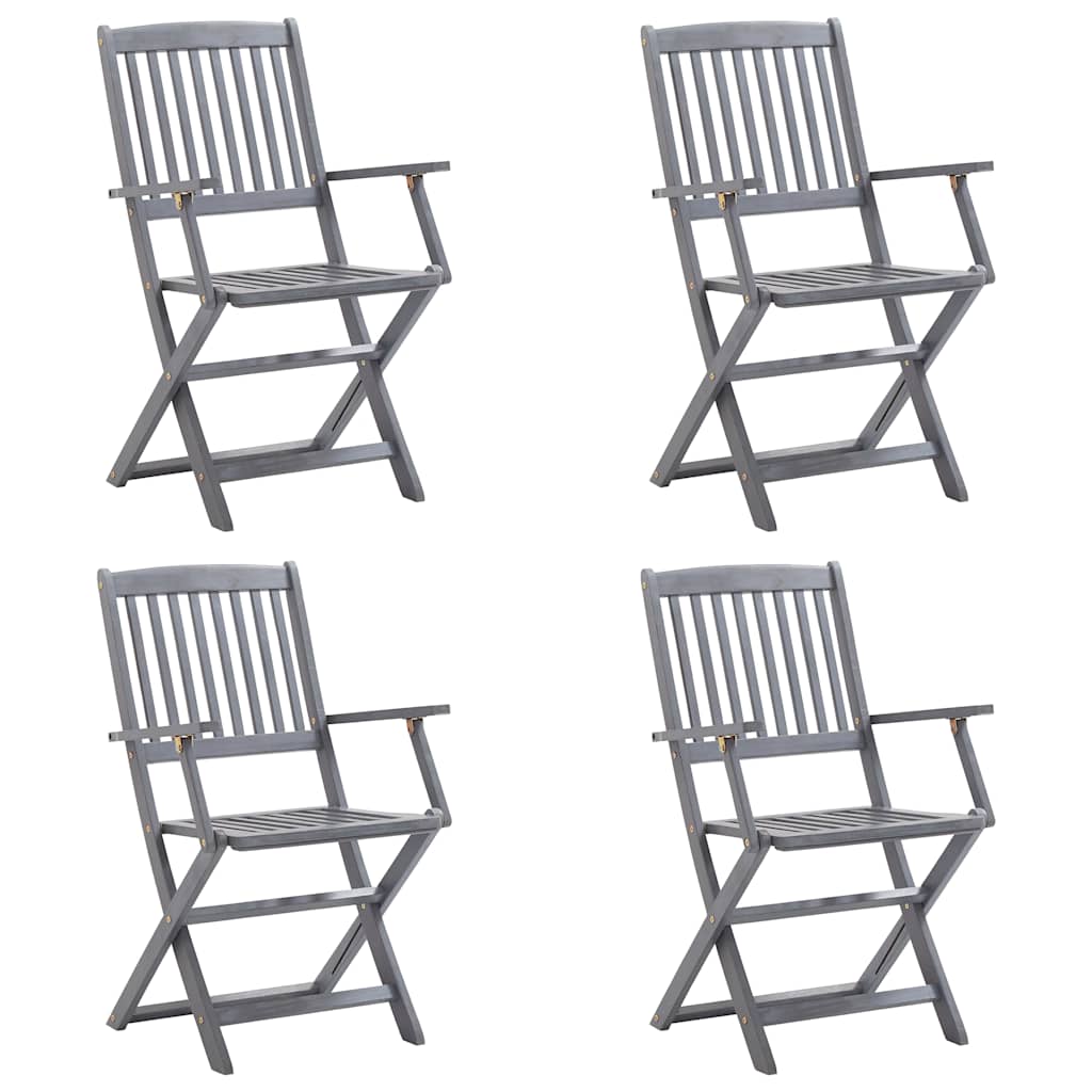 vidaXL Καρέκλες Εξωτ. Χώρου Πτυσ. 4 τεμ Μασίφ Ξύλο Ακακίας & Μαξιλάρια