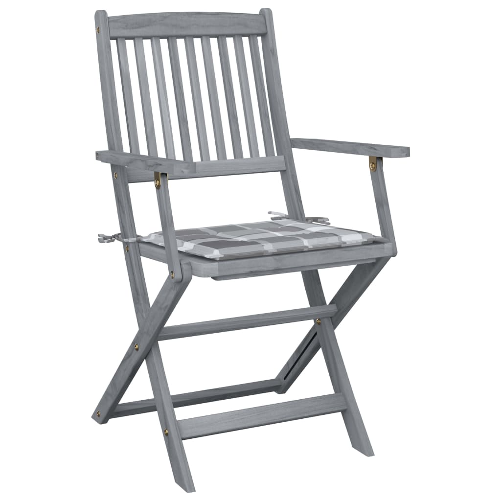 vidaXL Καρέκλες Εξωτ. Χώρου Πτυσσόμενες 4 τεμ Ξύλο Ακακίας & Μαξιλάρια