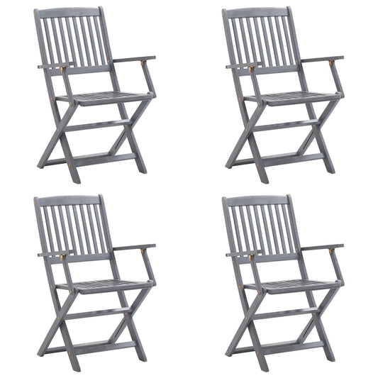 vidaXL Καρέκλες Εξωτ. Χώρου Πτυσσόμενες 4 τεμ Ξύλο Ακακίας & Μαξιλάρια