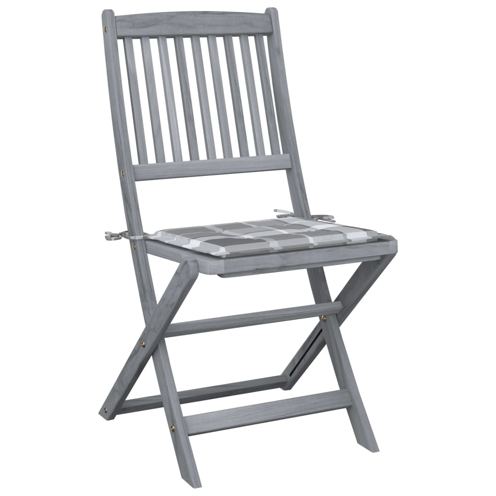 vidaXL Καρέκλες Εξωτ. Χώρου Πτυσσόμενες 4 τεμ Ξύλο Ακακίας & Μαξιλάρια