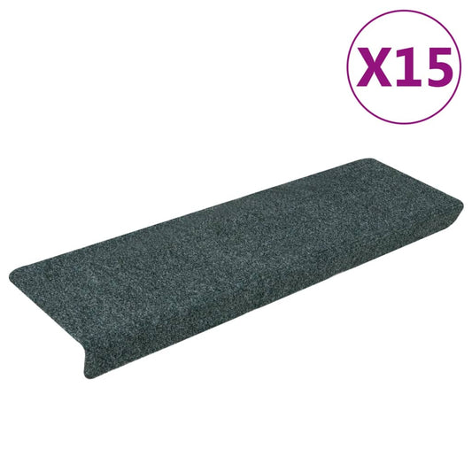 vidaXL Πατάκια Σκάλας 15 τεμ. Καφέ 65x21x4 εκ. Βελονιασμένο Ύφασμα
