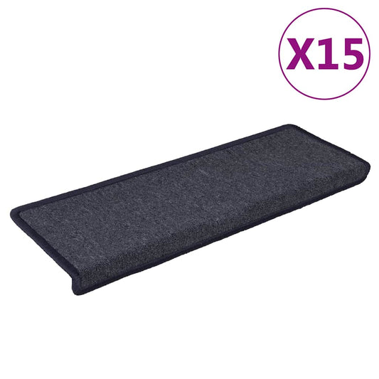 vidaXL Πατάκια Σκάλας Μοκέτα 15 τεμ. Γκρι/Μπλε 65x21x4 εκ.