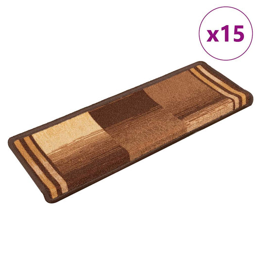 vidaXL Πατάκια Σκάλας Αυτοκόλλητα 15 τεμ. Καφέ 65x21x4 εκ.