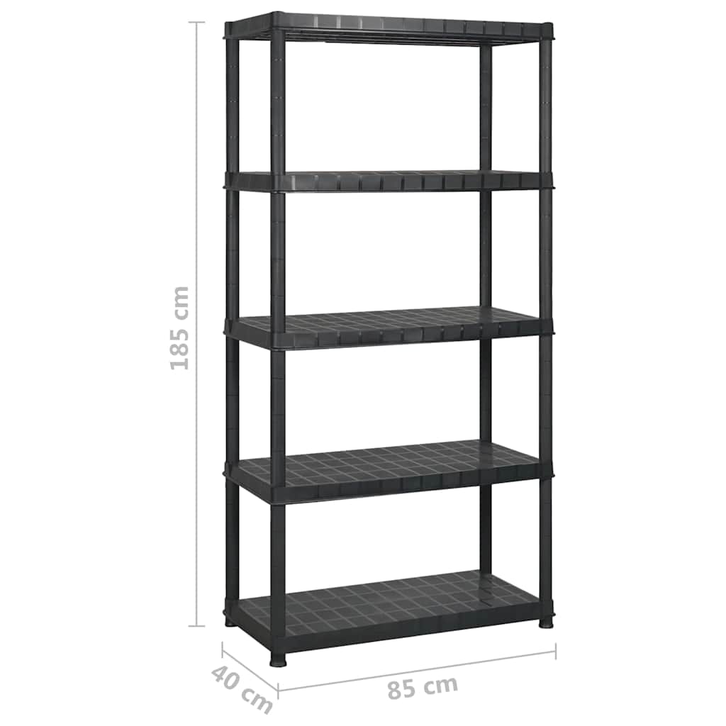 vidaXL Ραφιέρα Αποθήκευσης 5 Επιπέδων Μαύρη 170 x 40 x 185 εκ Πλαστική