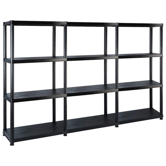 vidaXL Ραφιέρα Αποθήκευσης 4 Επιπέδων Μαύρη 183x30,5x130 εκ. Πλαστική