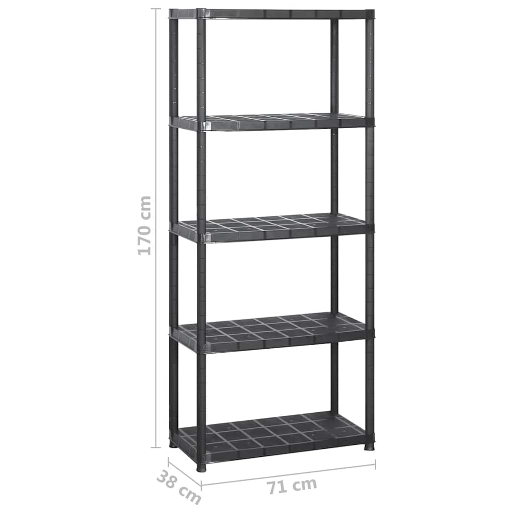 vidaXL Ραφιέρα Αποθήκευσης 5 Επιπέδων Μαύρη 213x38x170 εκ. Πλαστική