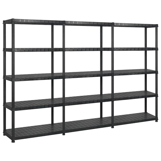 vidaXL Ραφιέρα Αποθήκευσης 5 Επιπέδων Μαύρη 274,5x45,7x185 εκ Πλαστική