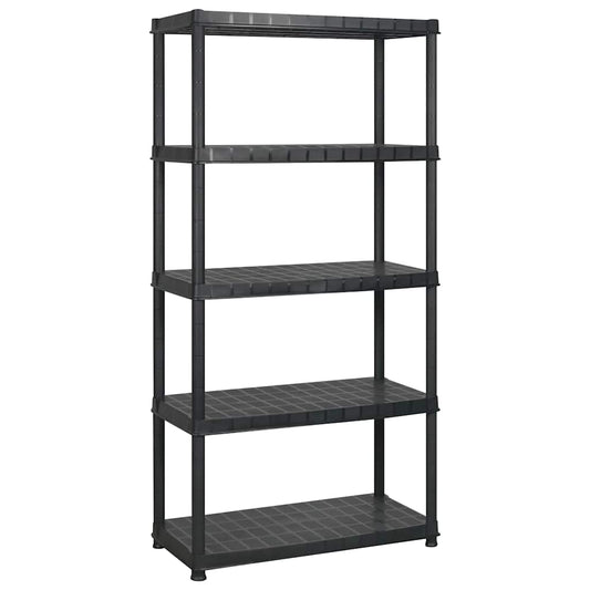 vidaXL Ραφιέρα Αποθήκευσης 5 Επιπέδων Μαύρη 274,5x45,7x185 εκ Πλαστική