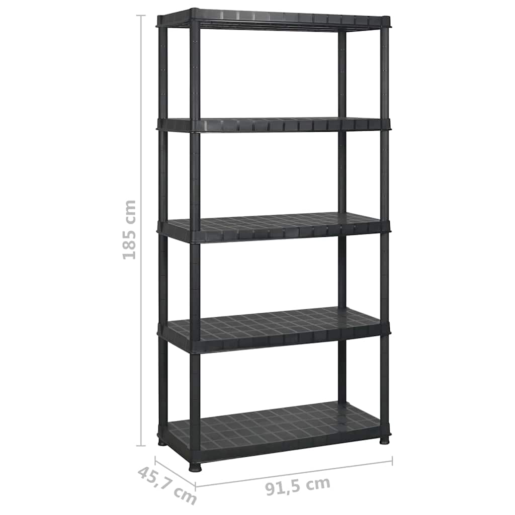 vidaXL Ραφιέρα Αποθήκευσης 5 Επιπέδων Μαύρη 274,5x45,7x185 εκ Πλαστική