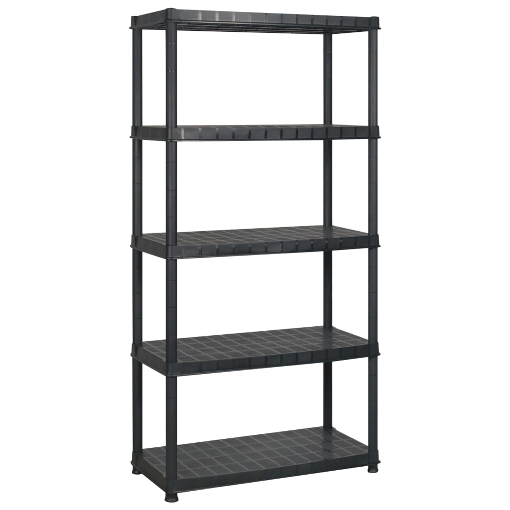 vidaXL Ραφιέρα Αποθήκευσης 5 Επιπέδων Μαύρη 366x45,7x185 εκ. Πλαστική