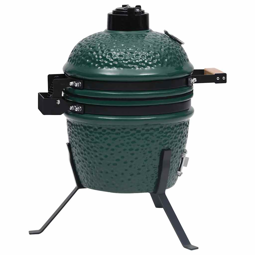 vidaXL Ψησταριά Καπνιστήριο Kamado 2 σε 1 Πράσινη 56 εκ. Κεραμική