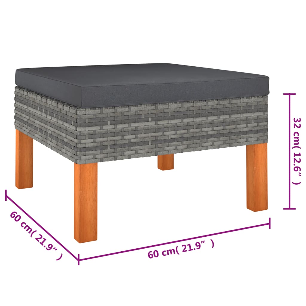 vidaXL Σαλόνι Κήπου 6 Τεμαχίων Γκρι από Συνθετικό Ρατάν με Μαξιλάρια