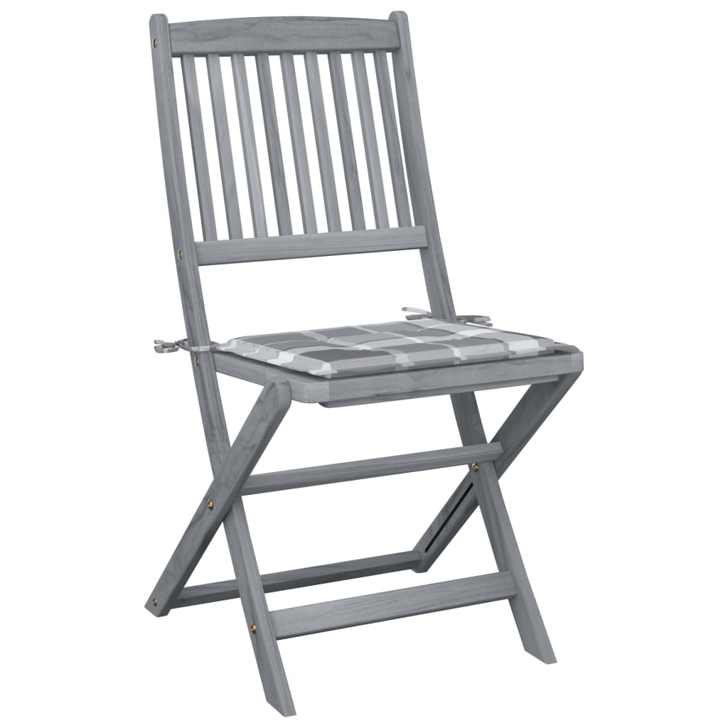 vidaXL Καρέκλες Εξ. Χώρου Πτυσσόμενες 6 τεμ. Ξύλο Ακακίας & Μαξιλάρια