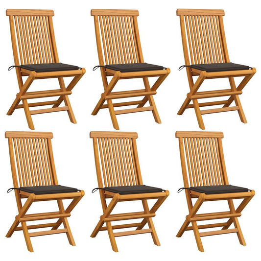 vidaXL Καρέκλες Κήπου 6 τεμ. από Μασίφ Ξύλο Teak με Taupe Μαξιλάρια