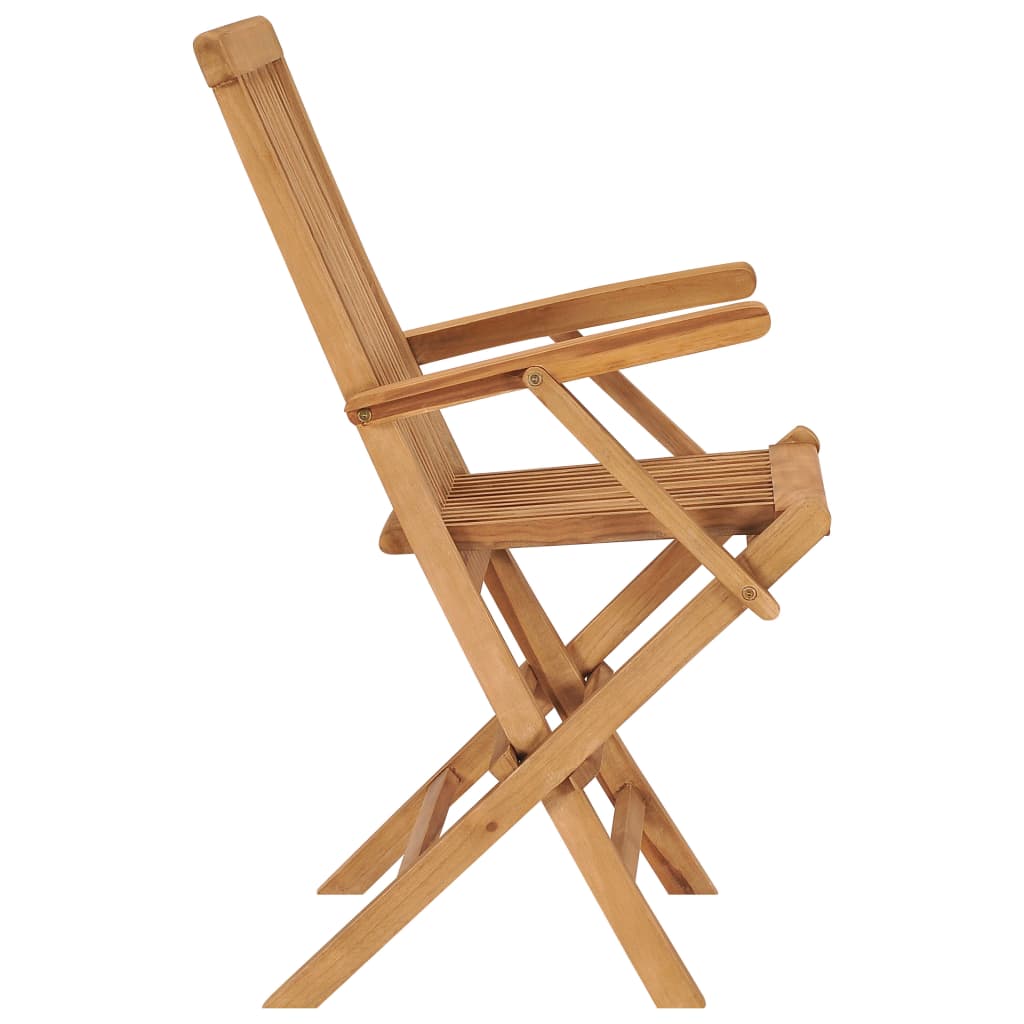 vidaXL Καρέκλες Κήπου 4 τεμ. Μασίφ Ξύλο Teak & Φωτ. Πράσινα Μαξιλάρια