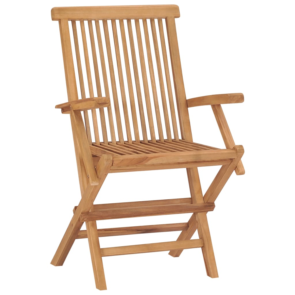 vidaXL Καρέκλες Κήπου 4 τεμ. Μασίφ Ξύλο Teak & Φωτ. Πράσινα Μαξιλάρια