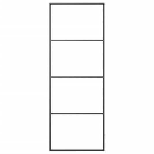 vidaXL Συρόμενη Πόρτα Μαύρη 76 x 205 εκ. Γυαλί ESG/Αλουμίνιο