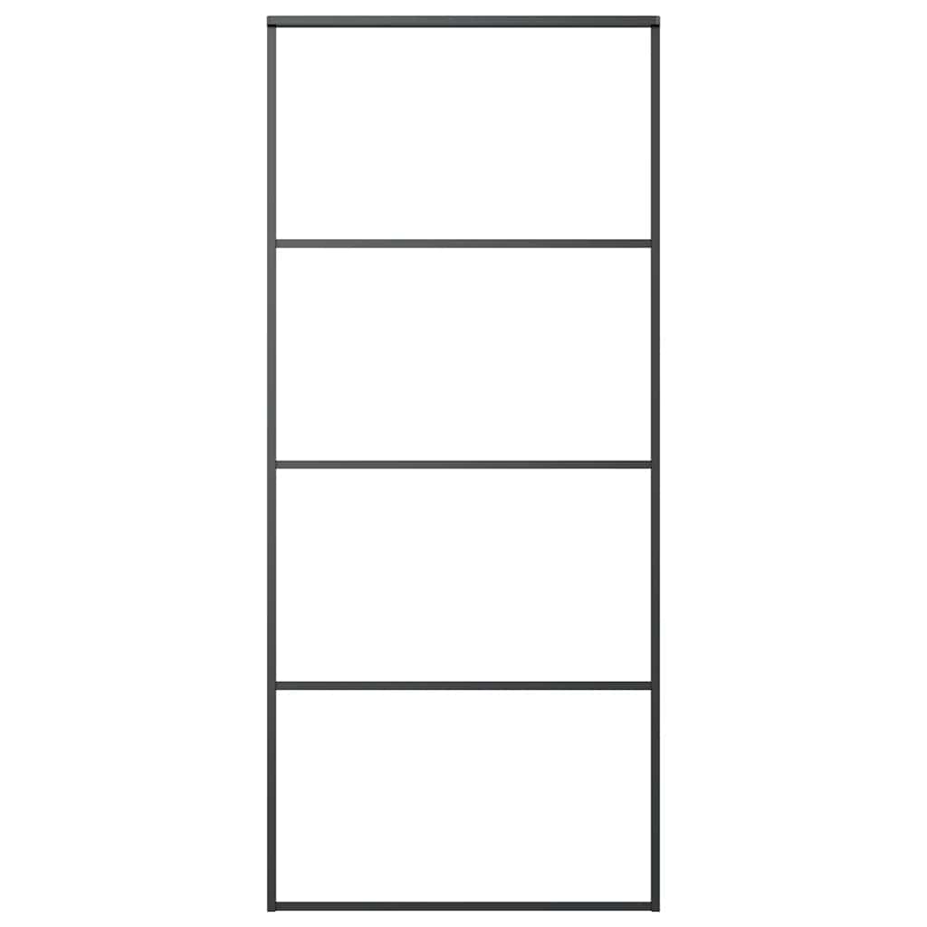 vidaXL Συρόμενη Πόρτα Μαύρη 90 x 205 εκ. Γυαλί ESG και Αλουμίνιο