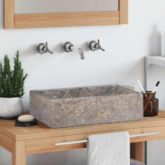 vidaXL Νιπτήρας Γυαλιστερό Γκρι 45 x 30 x 12 εκ. Μαρμάρινος