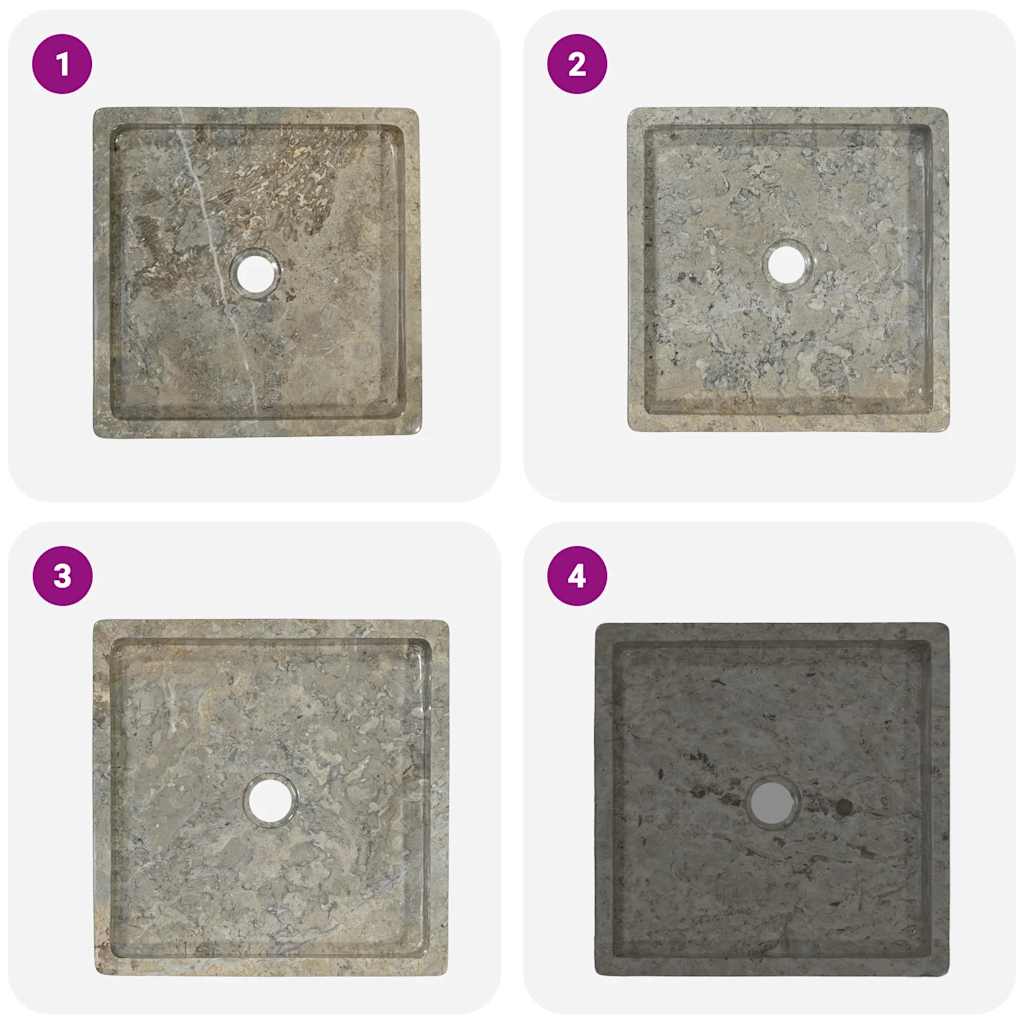 vidaXL Νιπτήρας Γκρι 40 x 40 x 10 εκ. Μαρμάρινος