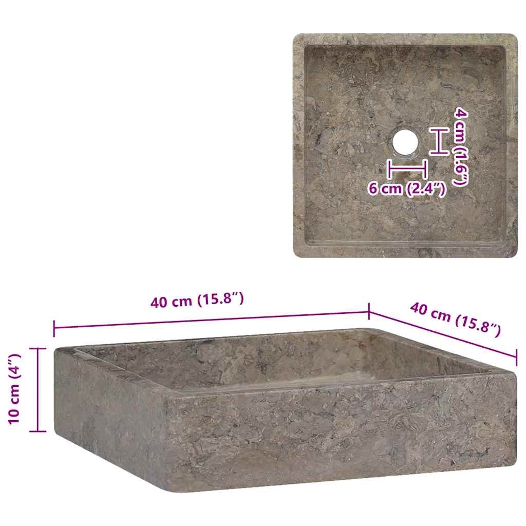 vidaXL Νιπτήρας Γκρι 40 x 40 x 10 εκ. Μαρμάρινος