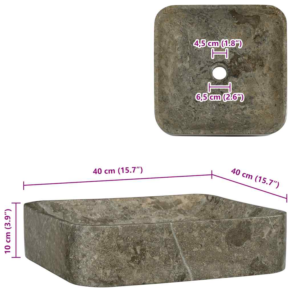vidaXL Νιπτήρας Γκρι 40 x 40 x 10 εκ. Μαρμάρινος